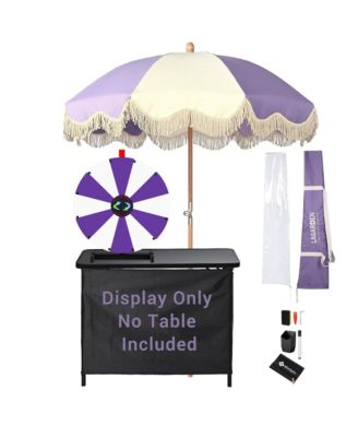 24" Modular Prize Wheel Tabletop with Palm Springs Purple Patio Umbrella for Outdoor Pop-up Shop Craft Booth