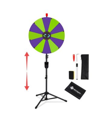 24" Display Prize Wheel Purple and Green DIY Floor Stand 12 Slot Modular Custom Spinning Wheel Pop Up Trade Show