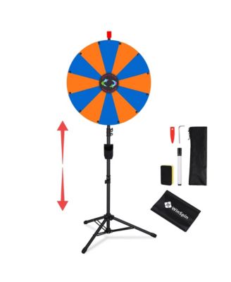 24" Display Prize Wheel Blue and Orange DIY Floor Stand 12 Slot Modular Custom Spinning Wheel Pop Up Trade Show