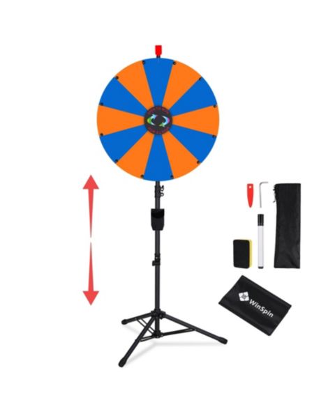 Детская игрушка WinSpin 24" Display Prize Wheel Blue and Orange DIY Floor Stand 12 Slot Modular Custom Spinning Wheel Pop Up Trade Show, цвет: Natrual