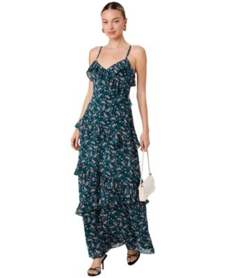 Women's Printed V-Neck Maxi Dress