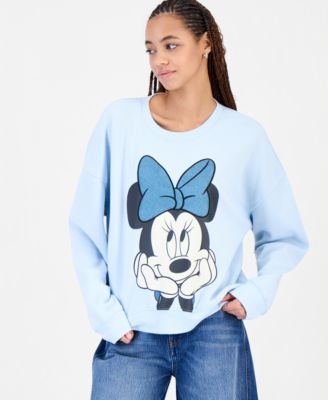 Juniors' Minnie Bow Applique Graphic Fleece Sweatshirt