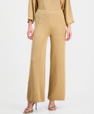 Women's Lurex Wide-Leg Pull-On Pants