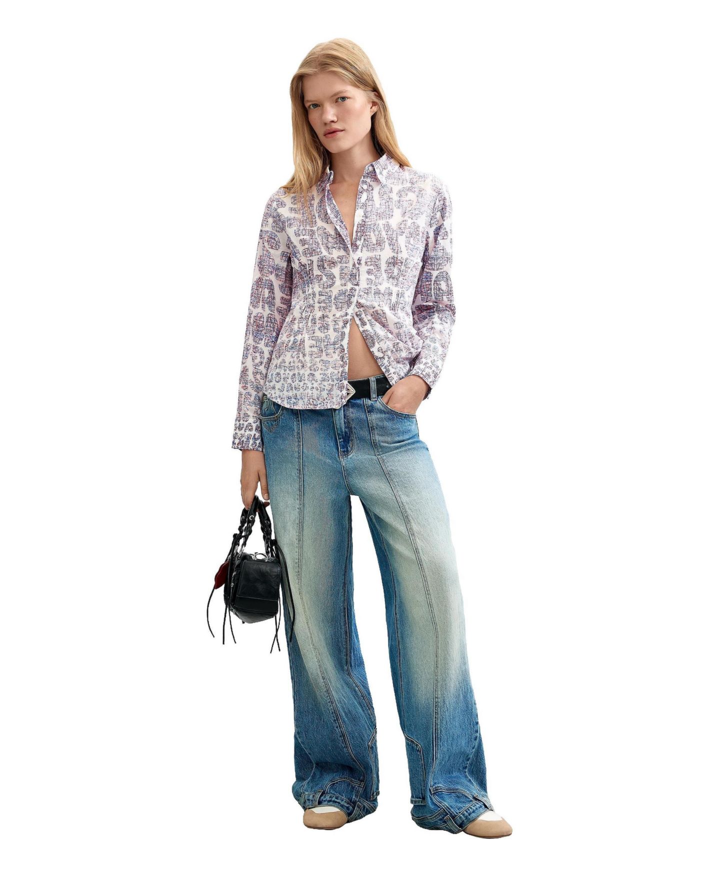 Женская рубашка Desigual Floral Print Shirt 100% Cotton, цвет: Красный — фото 2