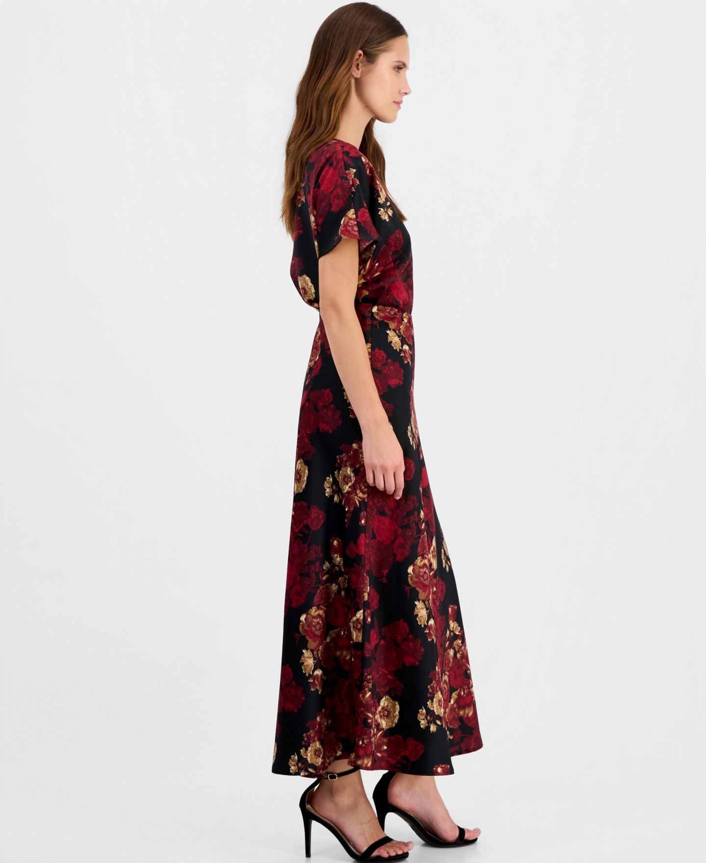 Женская юбка Anne Klein Floral-Print A-Line Midi, цвет: Красный разноцветный — фото 3