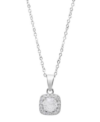 Sterling Silver Cubic Zirconia Halo Necklace