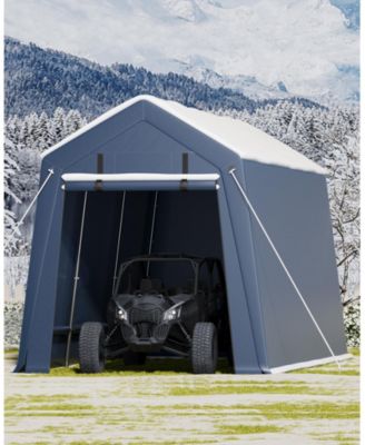 10x15ft Carport Tent – Heavy Duty Outdoor Storage Shed with Roll-up Windows and Zip Door, Waterproof Portable Garage for Car or Truck
