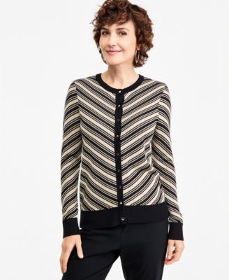 Women's Lurex Stripe Long-Sleeve Cardigan