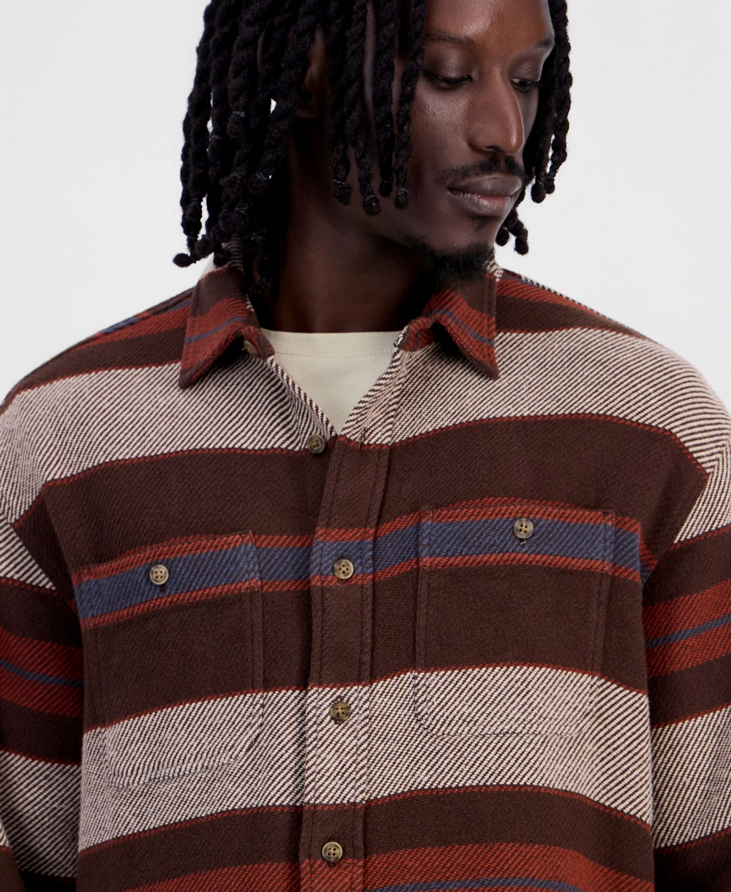 Men's Jim Blanket Stripe Long-Sleeve Overshirt