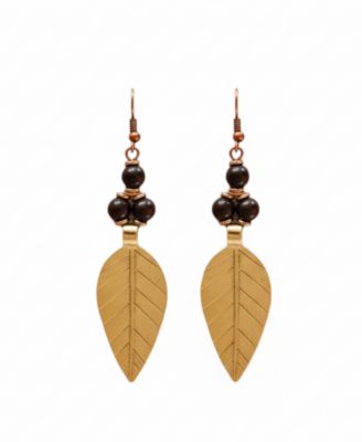 Gold-Tone Acacia Leaf Earrings – Handcrafted in Kenya