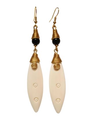 Malaika Handmade Bone & Brass Drop Earrings