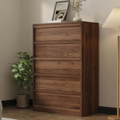 5 Drawers Nightstand for Bedroom, Wooden Small Bedside Table Cabinet with Large Storage and Anti-Tip Device, Modern End Side Table Night Stand