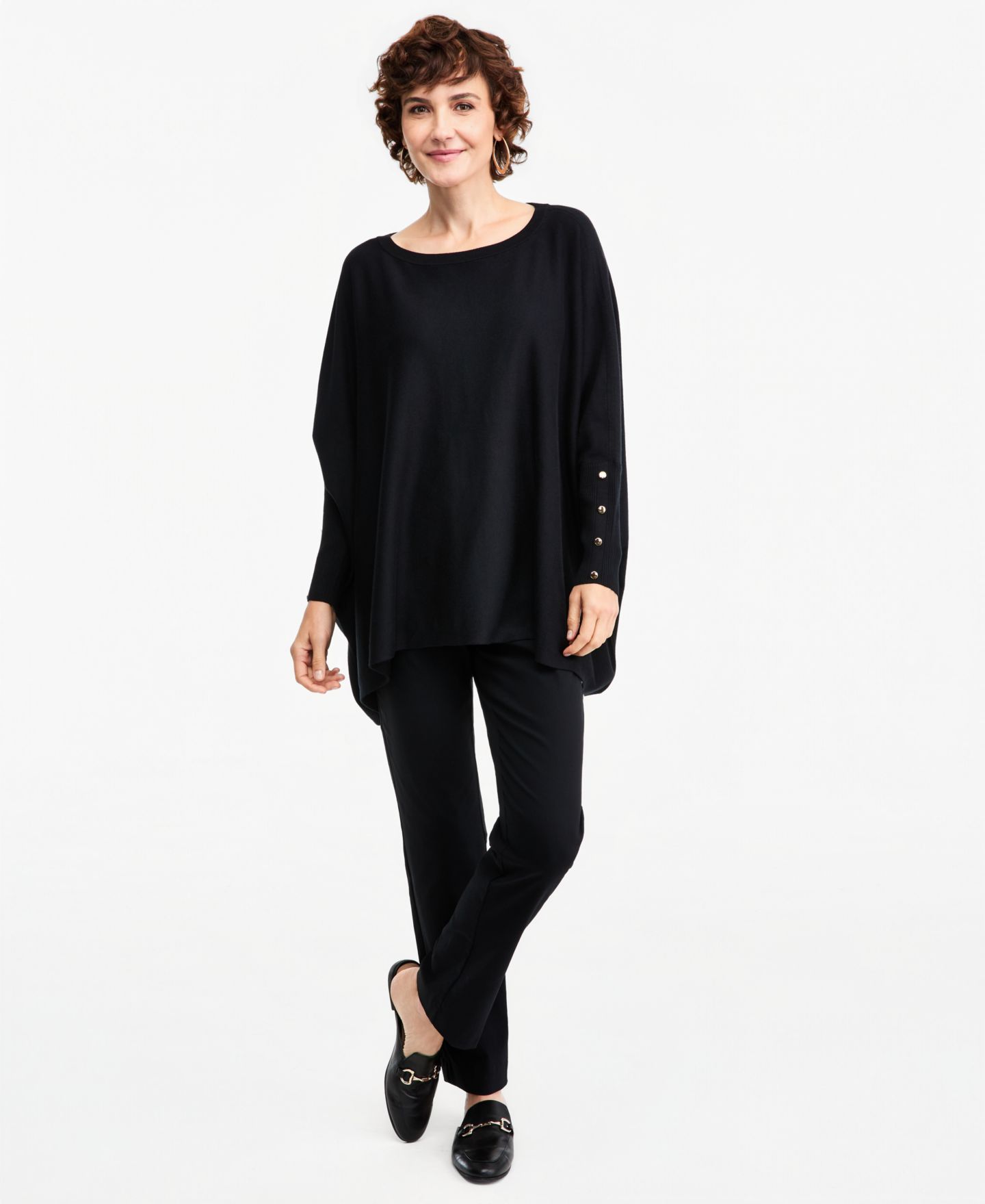Женский свитер JM Collection Boatneck Poncho, цвет: Глубокий чёрный — фото 2