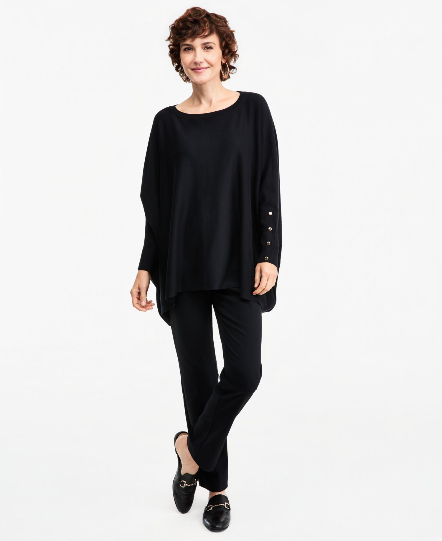 Plus Size Boatneck Poncho Sweater