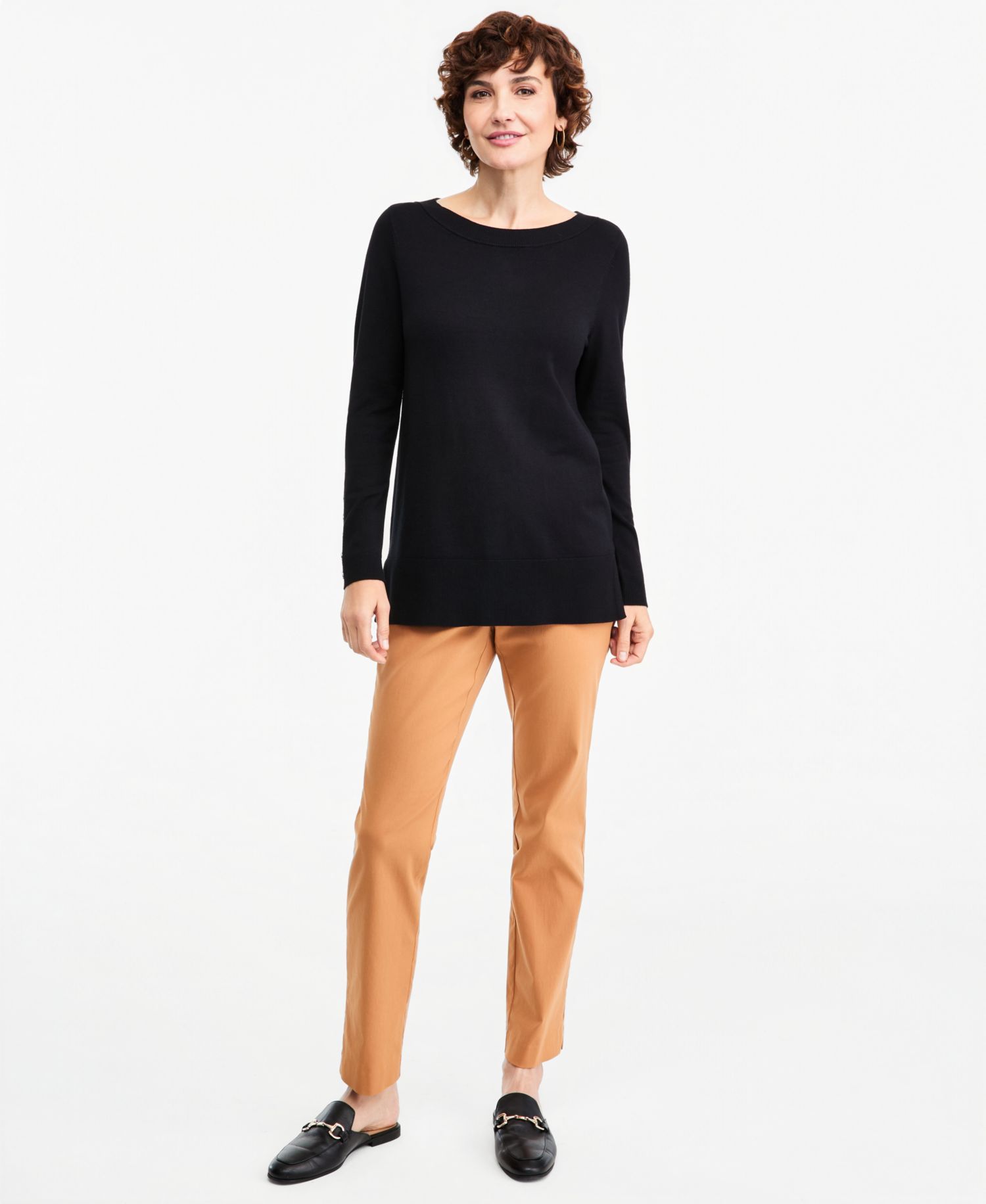 Petite Boat Neck Long-Sleeve Sweater