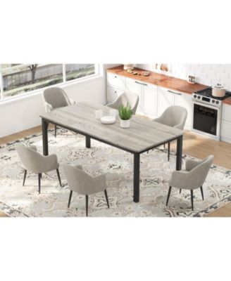 70.8" Industrial Dining Table for 6-8 with Metal Legs & Load Bars