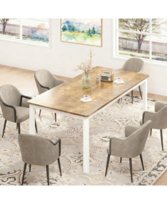 79" Industrial Kitchen Table with Metal Legs for 6, Waterproof Surface, Easy Assembly
