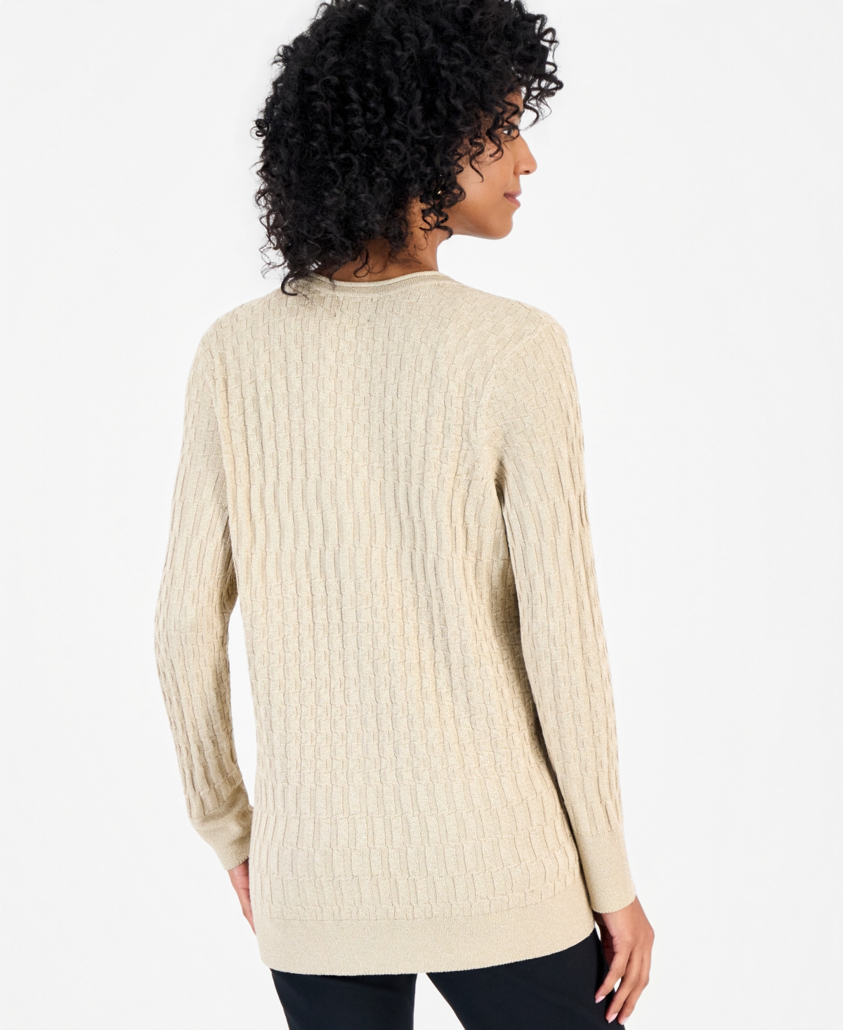 Jm Collection Women's Lurex Stitch Tunic Cardigan Sweater, Macy's Exclusive