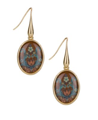 Rosemaling Under Crystal Collection Oval Drop Earrings