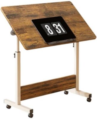 Adjustable Height Standing Desk, Foldable Mobile Desk with Wheels, Portable Rolling Laptop Workstation for Home Office