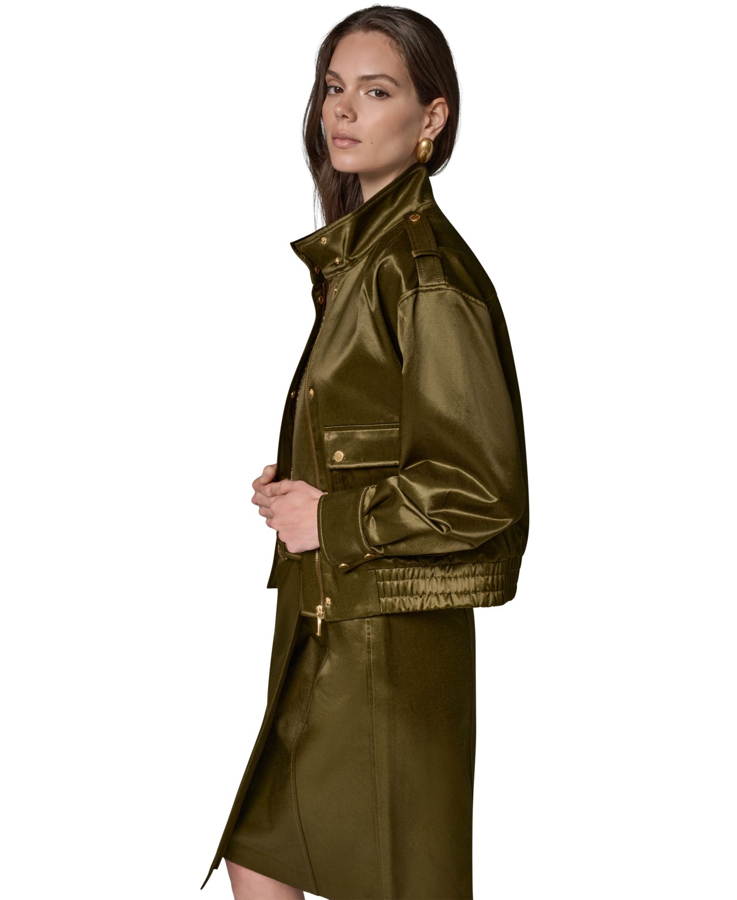 Women's Glazed Cotton Zip-Front Jacket