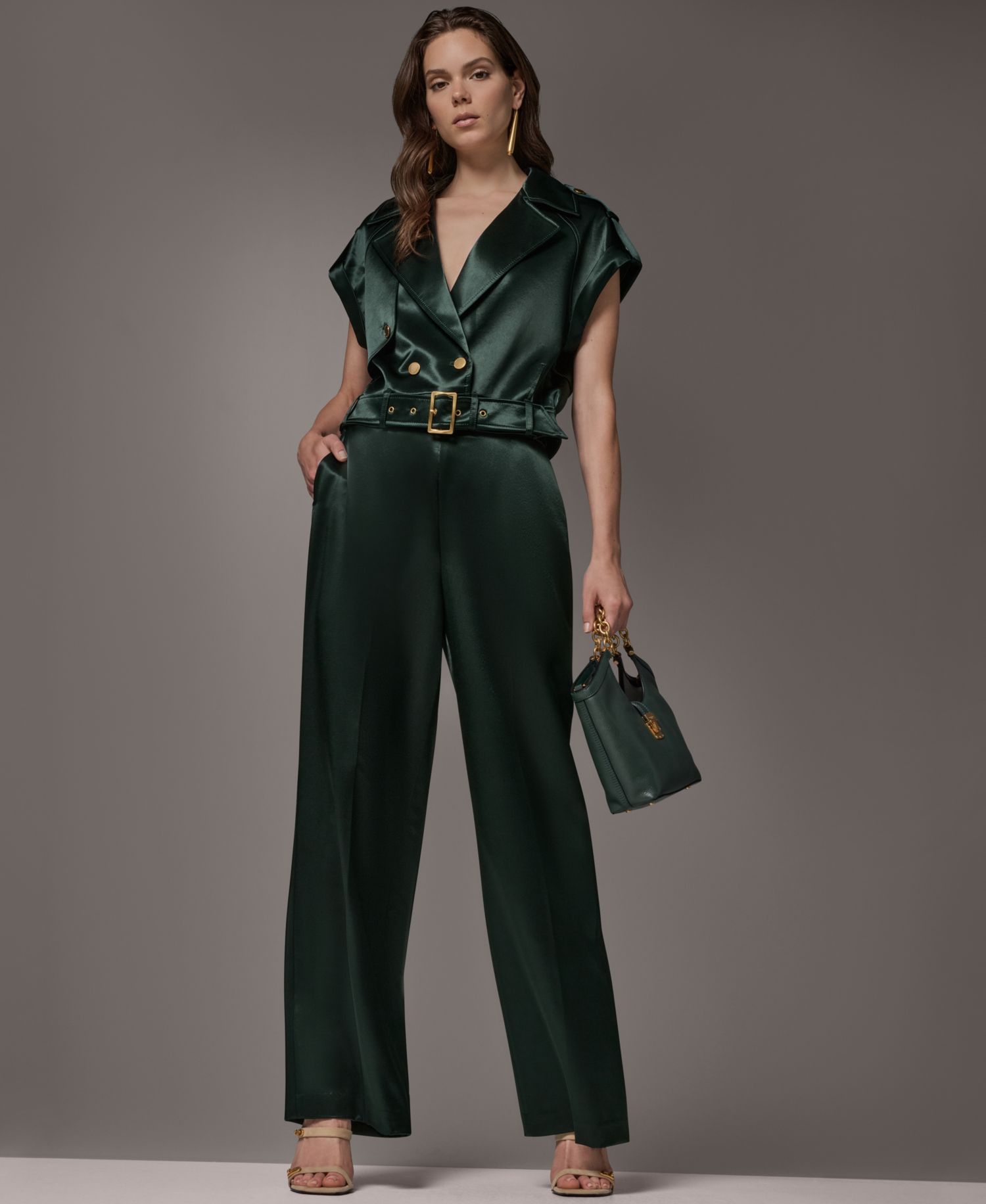 Women's Luxe Drape Satin Belted Vest