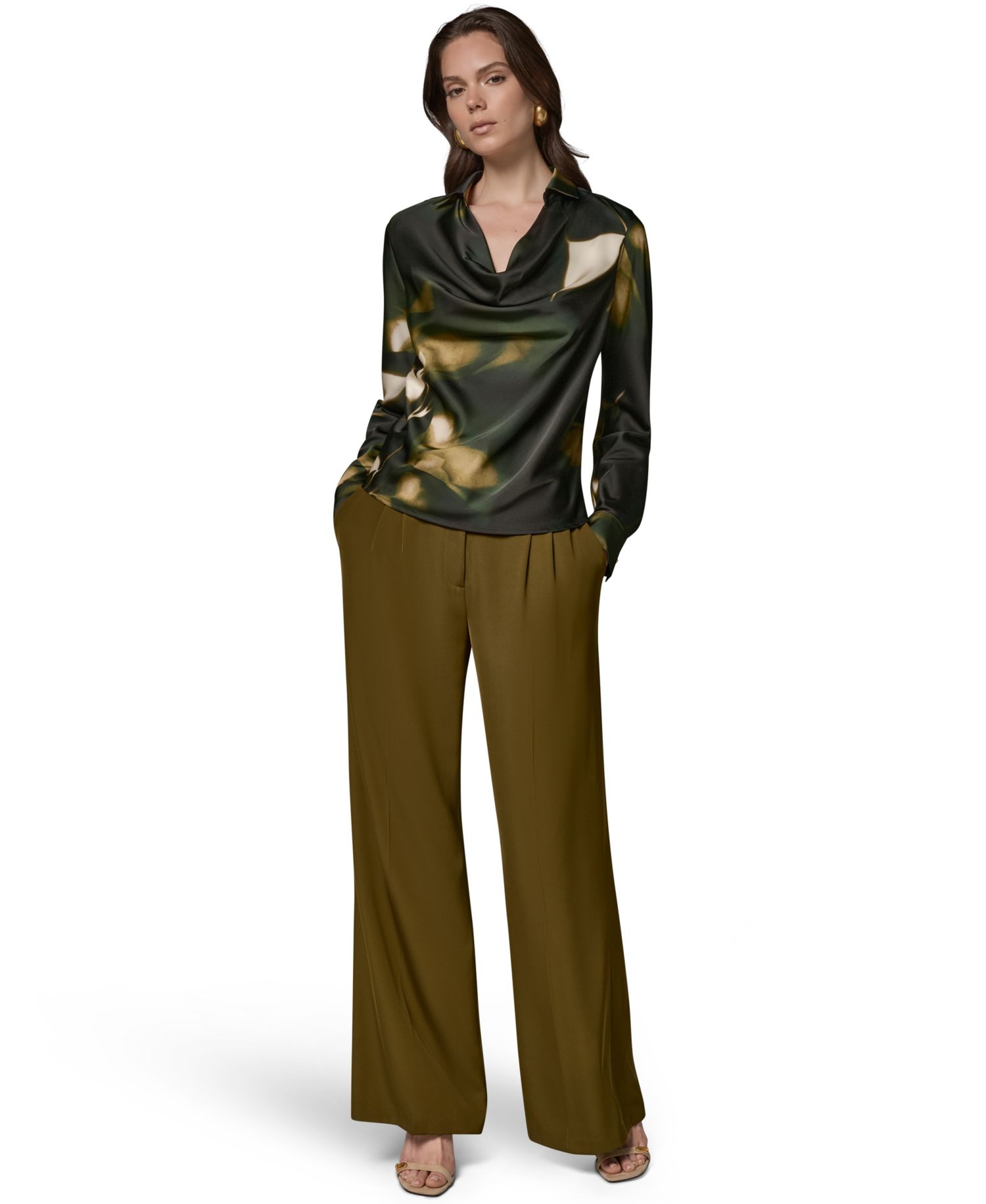 Women's Printed Satin Long-Sleeve Top