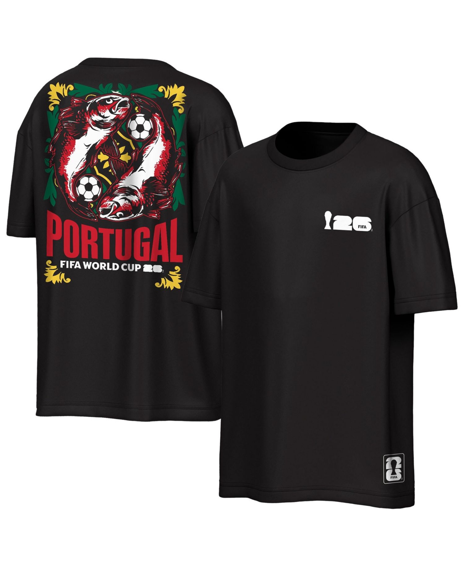 Men's Black Portugal FIFA World Cup 2026 Rally Oversized T-Shirt