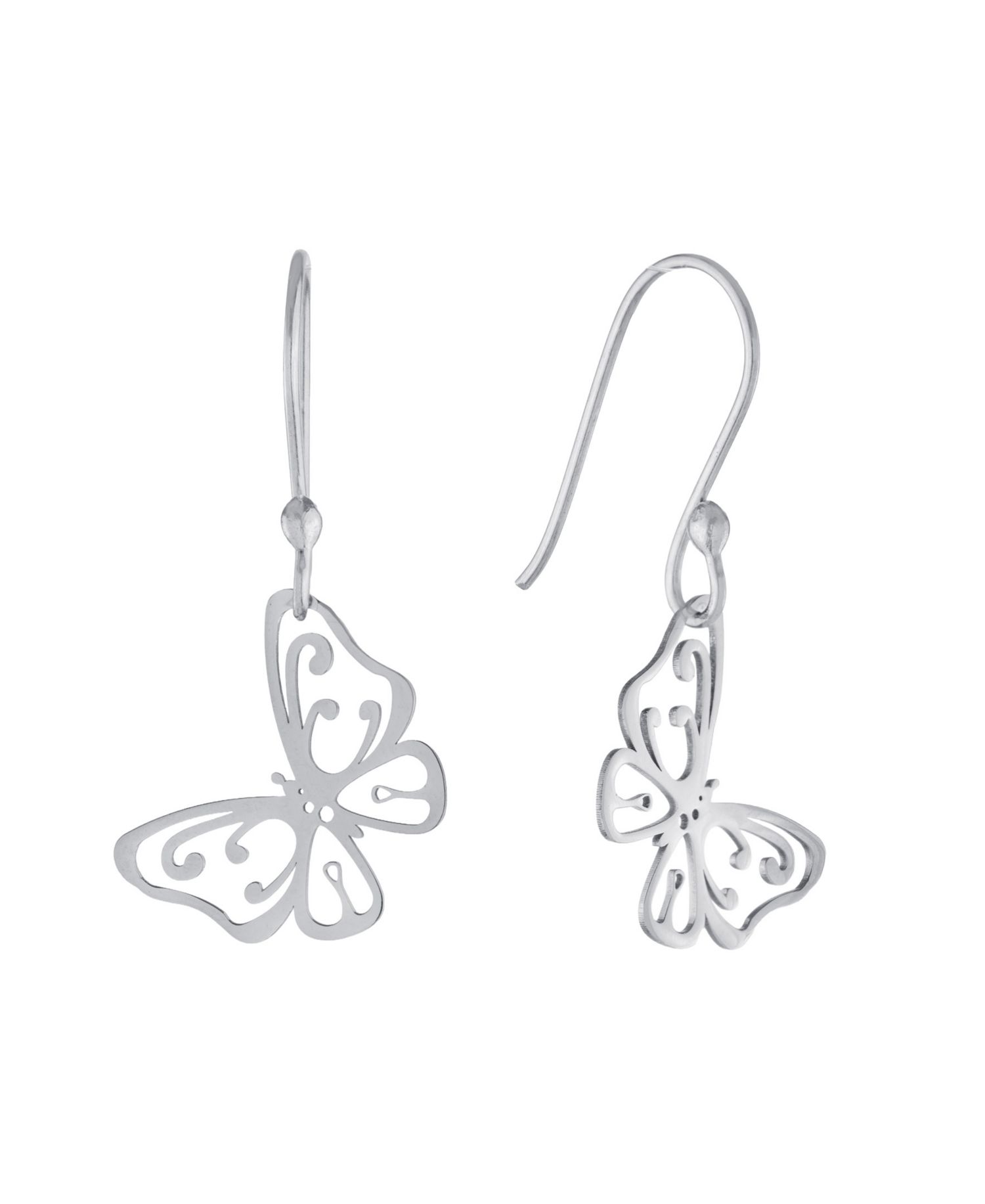 Sterling Silver Laser Cut Butterfly Drop Earrings