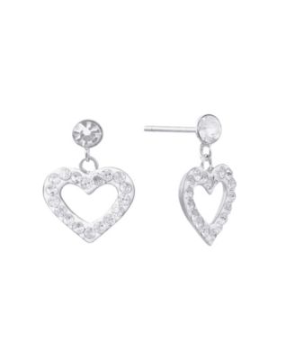 Crystal Pave Open Heart Dangle Earrings