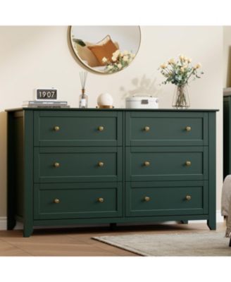 54" Wide 6-Drawer Dresser with Metal Knobs, Modern Chest for Bedroom and Living Room