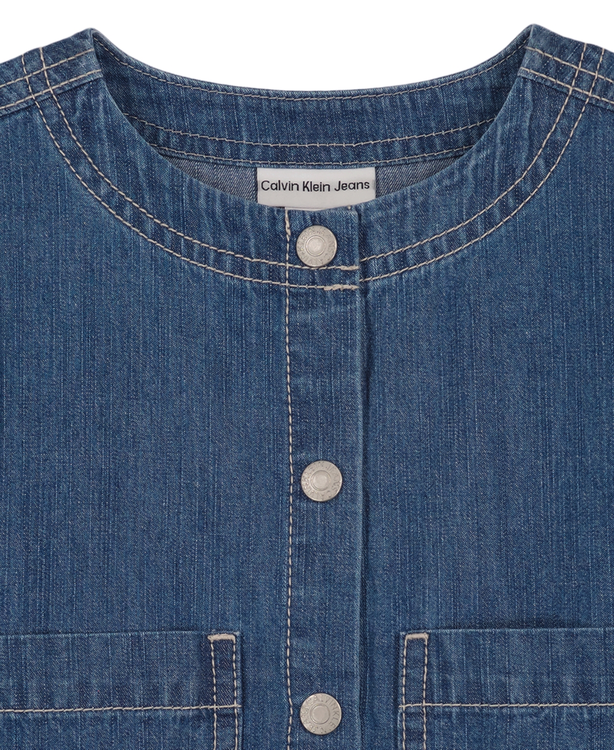 Calvin Klein Baby Girls' Denim Long-Sleeve Top and Pants, 2-Piece Set