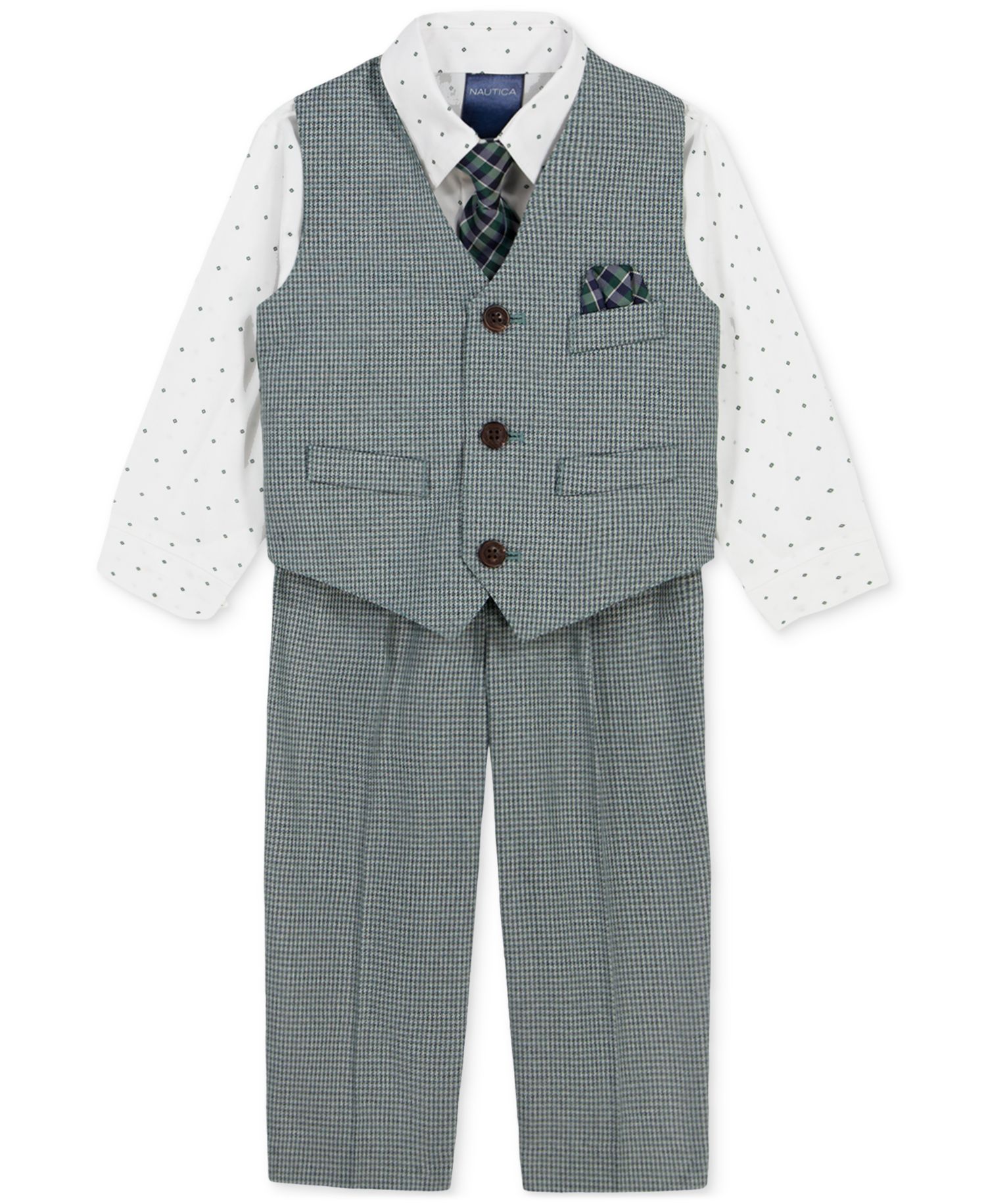 Baby Boys' Long-Sleeve Shirt, Vest, Pants and Tie, 4-Piece Set