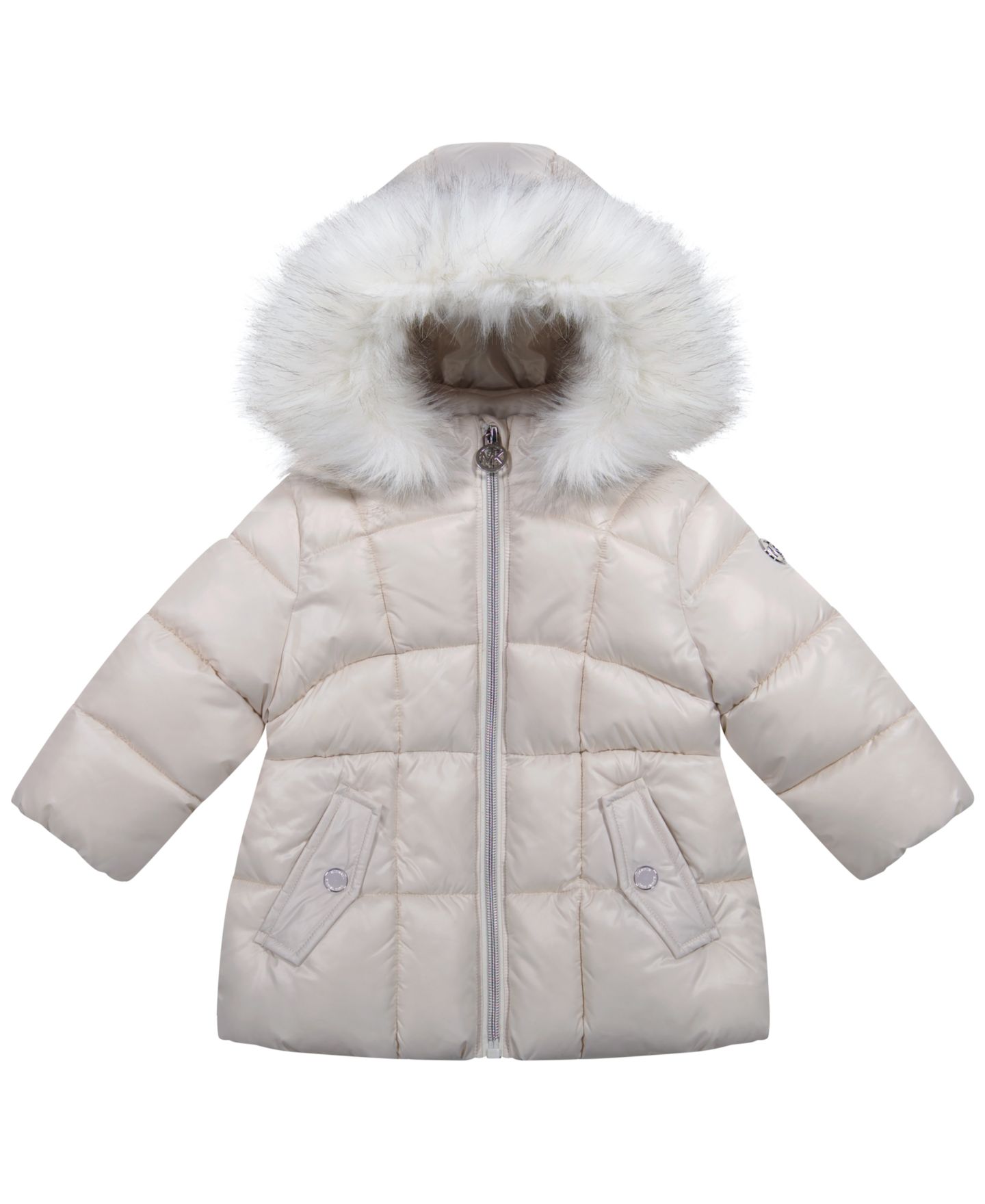 Куртка Michael Kors Baby Girls' Long-Sleeve Stadium Puffer, цвет: Светлый бежевый — фото 1