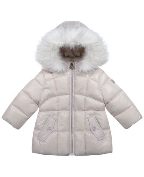 Куртка Michael Kors Baby Girls' Long-Sleeve Stadium Puffer, цвет: Светлый бежевый