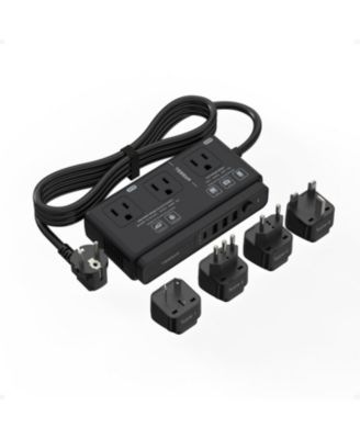 220V to 110V Converter, Travel Voltage Converter with 4 USB Ports (1 USB C), 3 AC Outlet and EU UK AU IT Universal Travel Adaptor