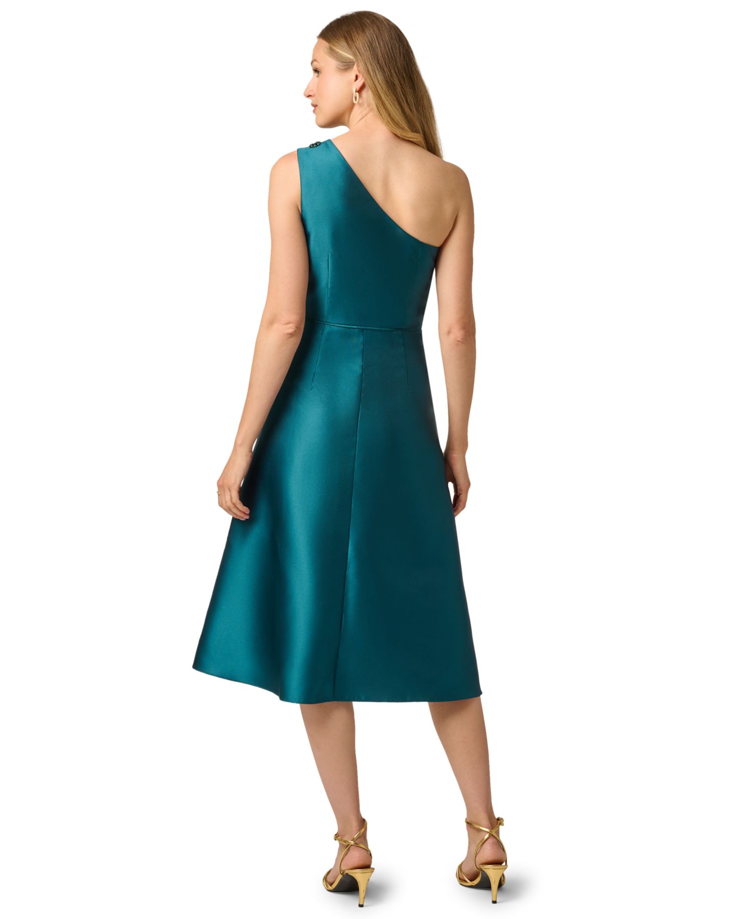 Women's One-Shoulder Fit & Flare Midi Dress