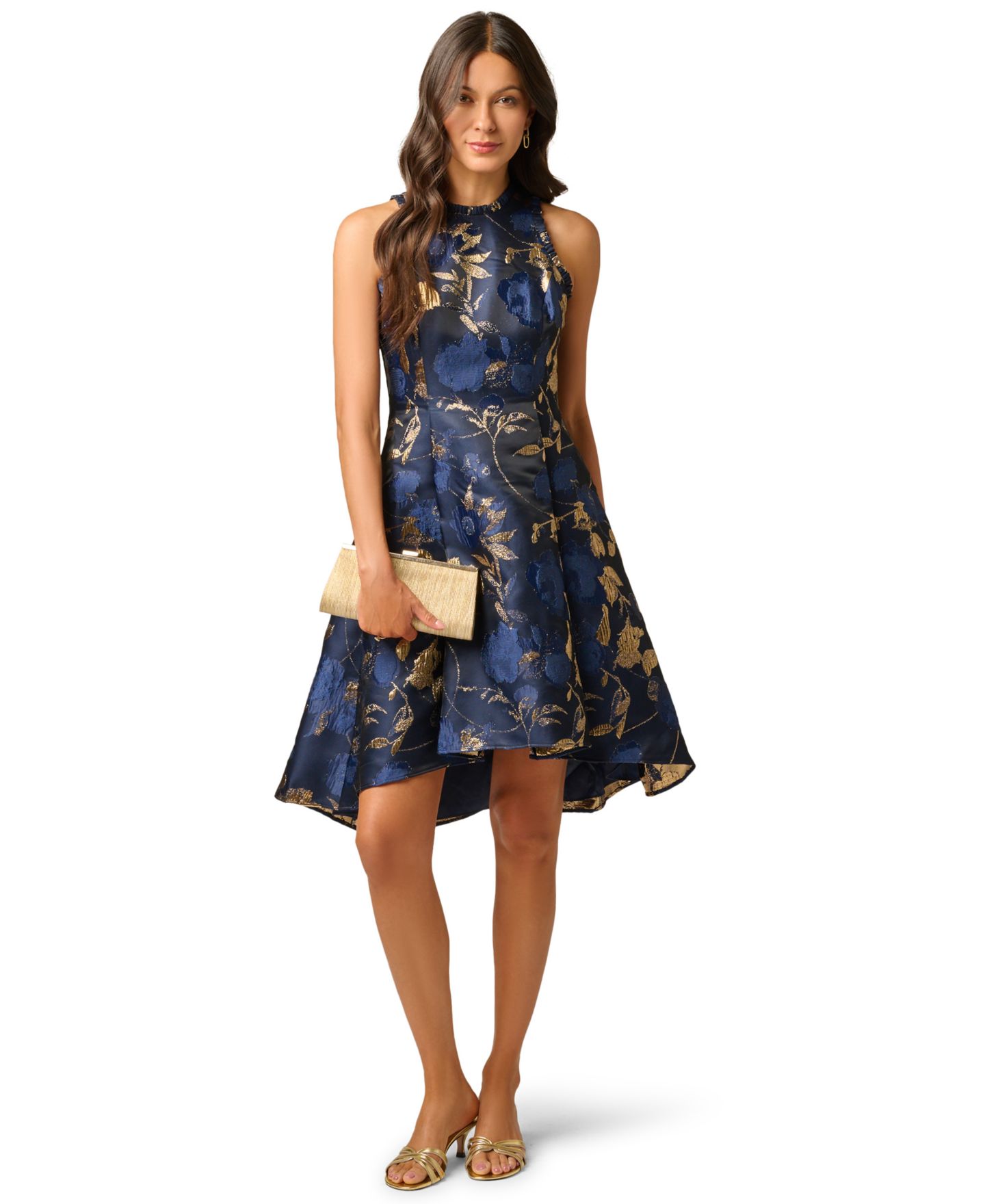 Женское платье Adrianna Papell Sleeveless Dress, цвет: Тёмно-синий / Золотой — фото 2