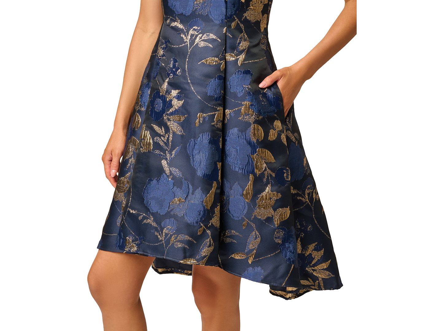 Женское платье Adrianna Papell Sleeveless Dress, цвет: Тёмно-синий / Золотой — фото 4