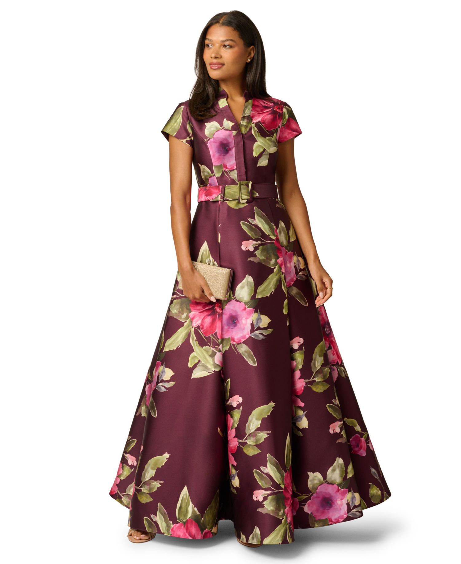 Women's V-Neck Floral Ball Gown