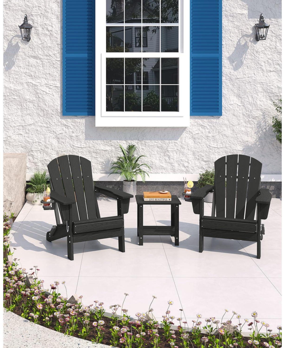 gaomon All-Weather Hdpe Outdoor Folding Adirondack Chair Set of 6 for patios, Decks, Gardens