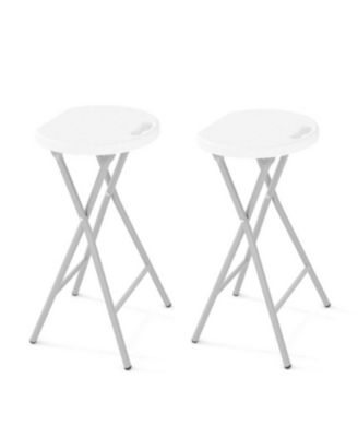 2 Piece 24 Inch Ourdoor Folding Stool, Folding Bar Stool with Handle for Outdoor Indoor Kitchen Home Bar, Assembly Free