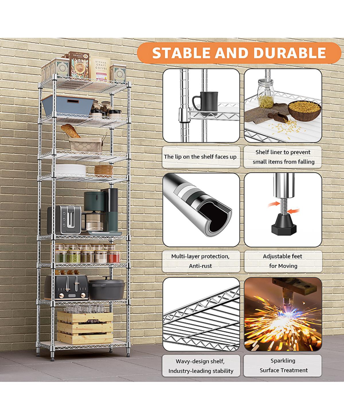 Streamdale Furniture 8-Tier 2000 lbs Heavy Duty Metal Wire Storage Shelving Unit