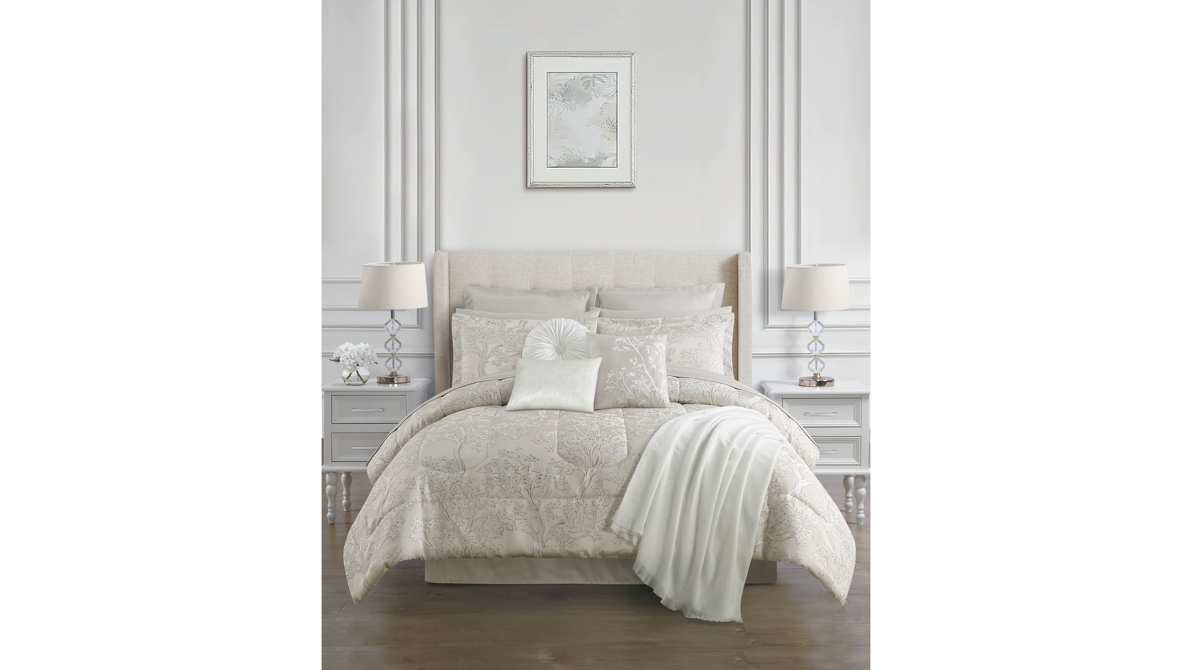 Botanical Tree 14-Piece Reversible Jacquard Microfiber Comforter Set, King, Created for Macy's