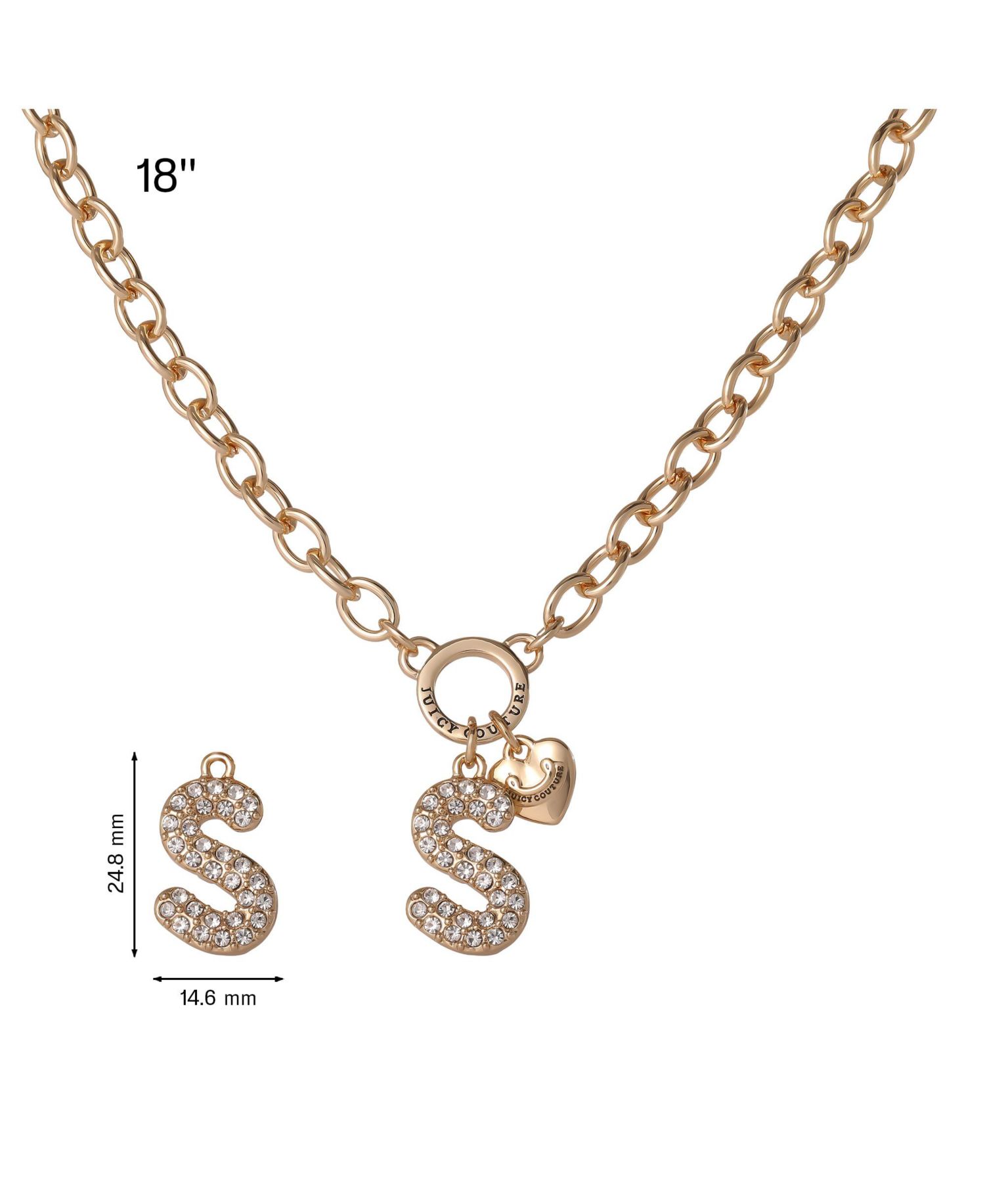 Bubble Letter Necklace for Women with Clear Stones 18"+2", Chunky Initial Necklace