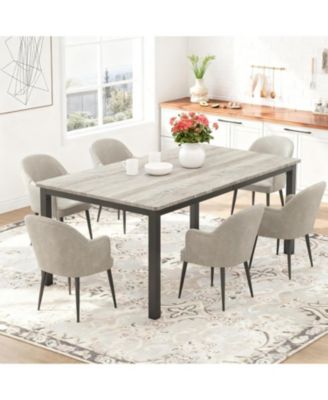 79" Industrial Kitchen Table with Metal Legs for 6, Waterproof Surface, Easy Assembly