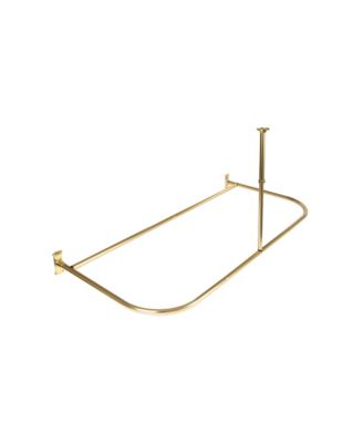 D-Shaped Shower Rod with Ceiling Support, 28-68" Non-Adjustable and Stable