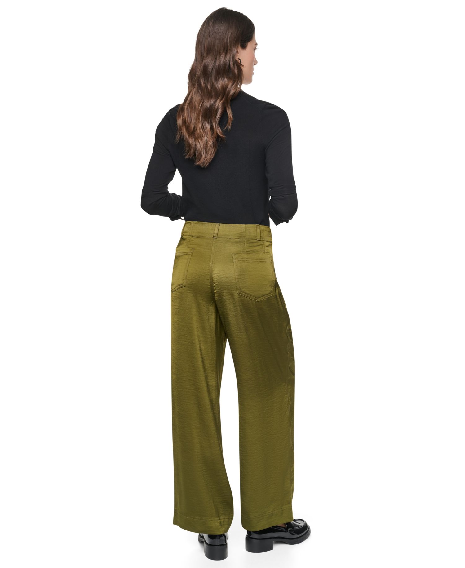 Women's Wide-Leg Double-Button Front Glazed Pants