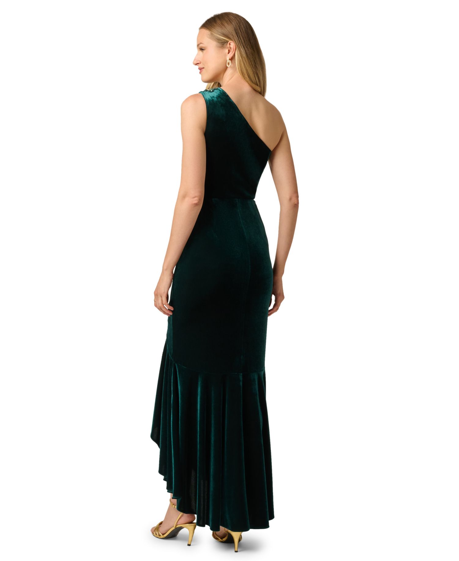 Petite One-Shoulder Velvet Dress