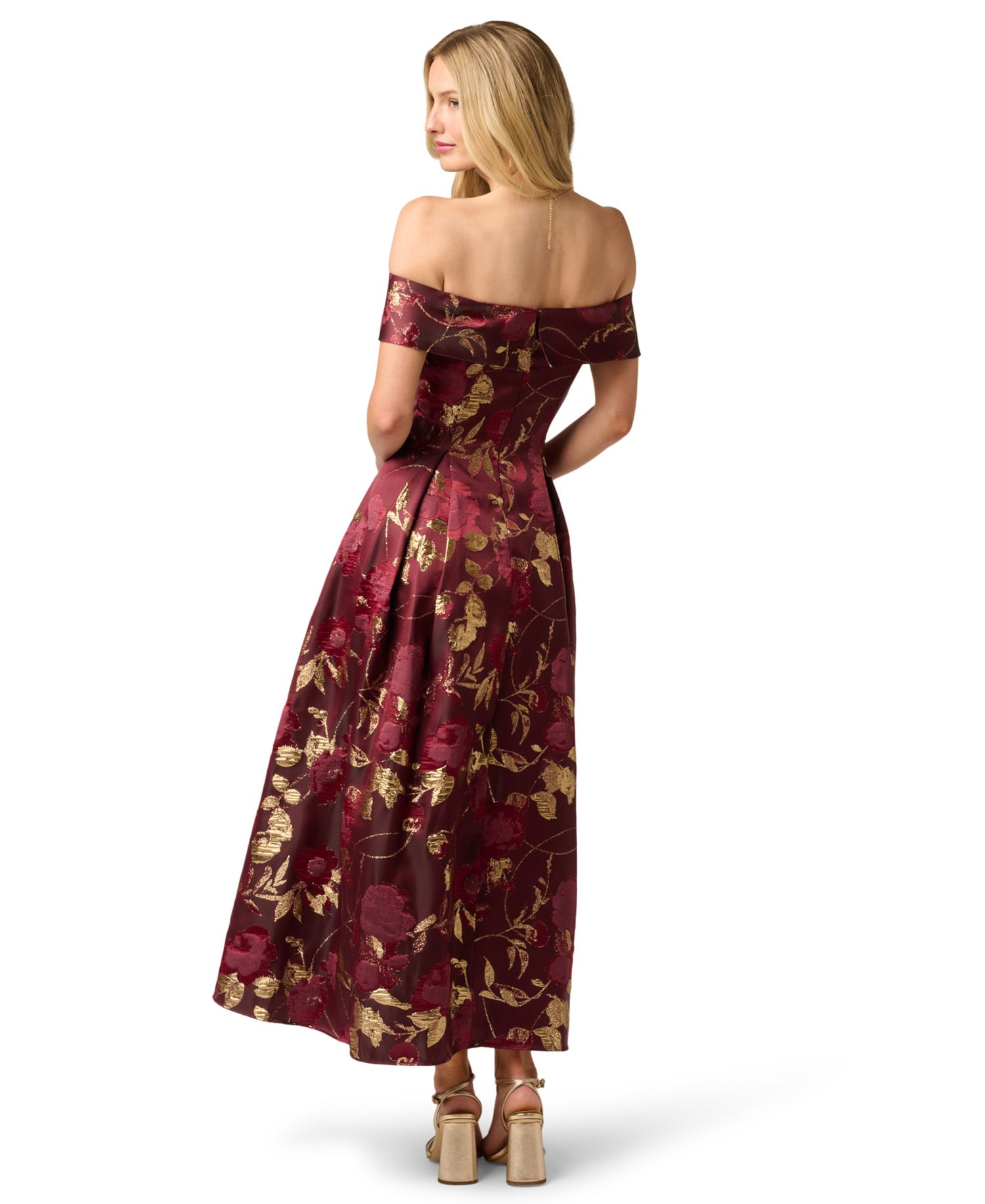 Petite Printed Off-The-Shoulder Midi Dress